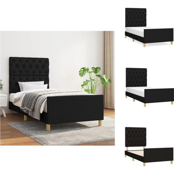 Vidaxl Struttura Letto Con Testiera In Tessuto Nero 80X200 Cm - Letti E Strutture Letto-image