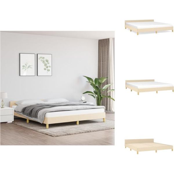 Vidaxl Struttura Letto Con Testiera In Tessuto Crema 180X200 Cm - Letti E Strutture Letto-image