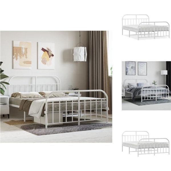 Vidaxl Struttura Letto Con Testiera E Pediera In Metallo Bianco 140X200 Cm - Letti E Strutture Letto-image