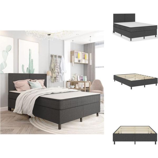 Vidaxl Struttura Letto Boxspring In Tessuto Grigio 140X200 Cm - Letti E Strutture Letto-image
