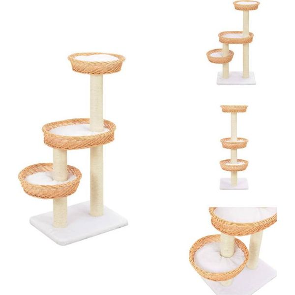Vidaxl Tiragraffi Per Gatti In Sisal Legno Naturale Di Salice - Tiragraffi-image