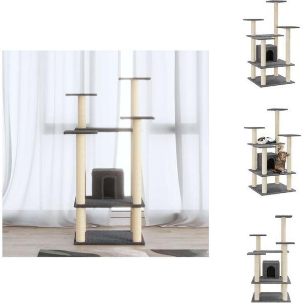 Vidaxl Albero Tiragraffi Con Tiragraffi In Sisal Grigio Scuro 110 Cm - Alberi Tiragraffi-image