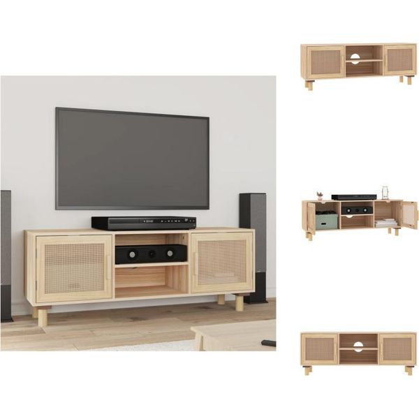 Vidaxl Mobile Tv Marrone 105X30X40 Cm In Legno Massiccio Di Pino Naturale Rattan - Mobili Tv-image