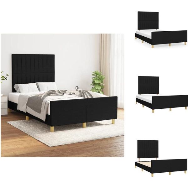 Vidaxl Struttura Letto Con Testiera In Tessuto Nero 120X200 Cm - Letti E Strutture Letto-image