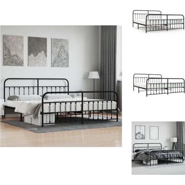 Vidaxl Struttura Letto Con Testiera E Pediera In Metallo Nero 200X200 Cm - Letti E Strutture Letto-image