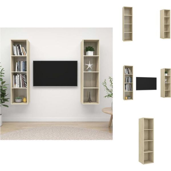 Vidaxl Mobili Tv A Parete 2 Pezzi In Legno Di Quercia Sonoma - Mobili Tv-image