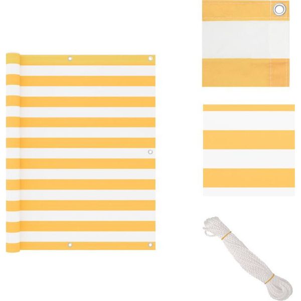 Vidaxl Schermo Privacy Per Balcone Bianco E Giallo 120X400 Cm Tessuto Oxford - Ombrelloni E Tende Da Sole-image