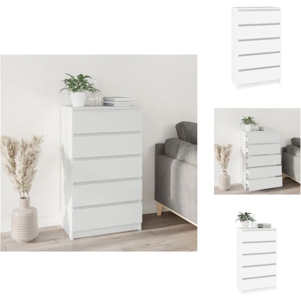Vidaxl Cassettiera Bianca 60X36X103 Cm Materiale Legno - Cassettiere-image