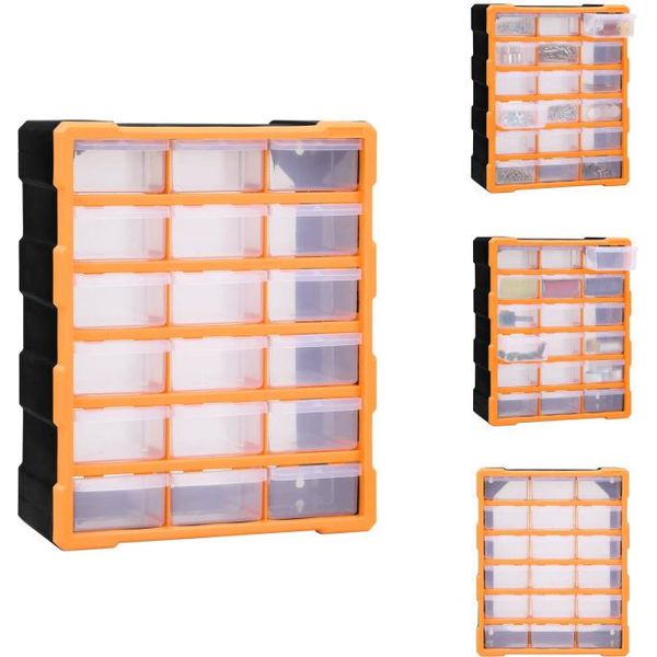 Vidaxl Organizzatore A Più Cassetti 18 Cassetti 38X16X47 Cm - Cassette Per Attrezzi-image