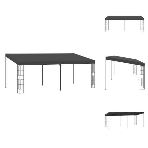 Vidaxl Padiglione A Muro 3X6 M In Tessuto Antracite - Padiglioni E Tende Per Feste-image