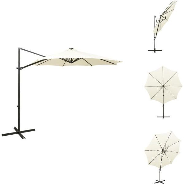 Vidaxl Ombrello Ampel Con Palo E Luci Led Colore Sabbia 300 Cm - Ombrelloni E Tende Da Sole-image