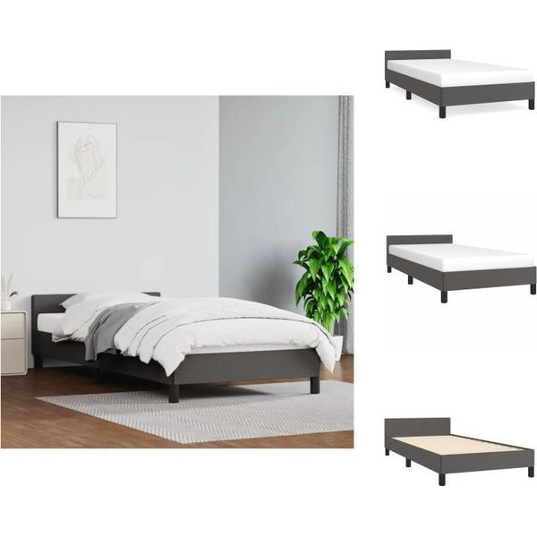 Vidaxl Struttura Letto Con Testiera Grigia 80X200 Cm In Pelle Finta - Letti E Strutture Letto-image