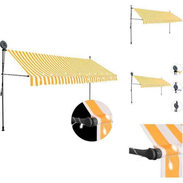 Vidaxl Tenda Da Sole Retrattile A Comando Manuale Con Led 400 Cm Bianco Arancione - Tende Da Sole-image