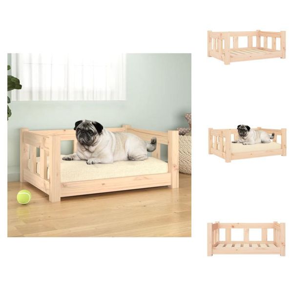Vidaxl Letto Per Cani 65,5X50,5X28 Cm In Legno Massiccio Di Pino - Letti Per Cani-image