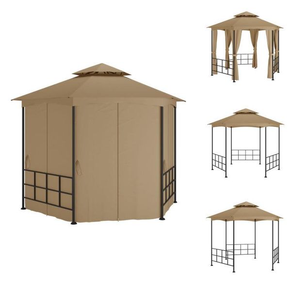 Vidaxl Padiglione Con Pareti Laterali 3,1X2,7 M Taupe - Padiglioni E Tende Per Feste-image