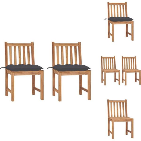 Vidaxl Sedie Da Giardino 2 Pezzi Con Cuscino In Legno Massiccio Teak - Sedie Da Giardino-image