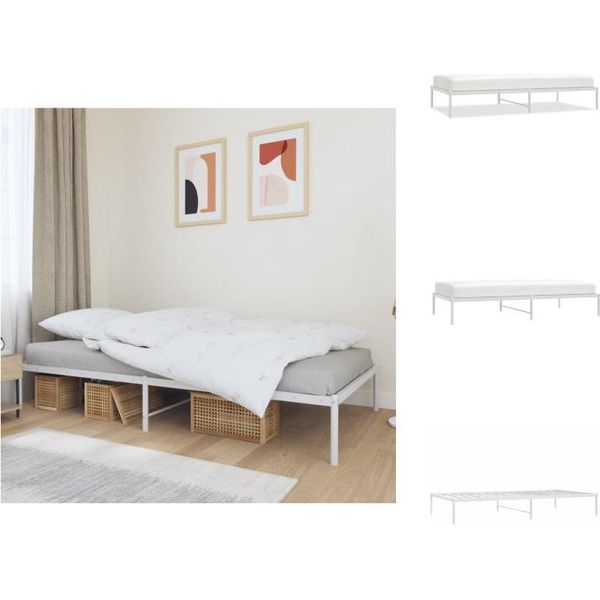 Vidaxl Struttura Letto In Metallo Bianco 107X203 Cm - Letti E Strutture Letto-image