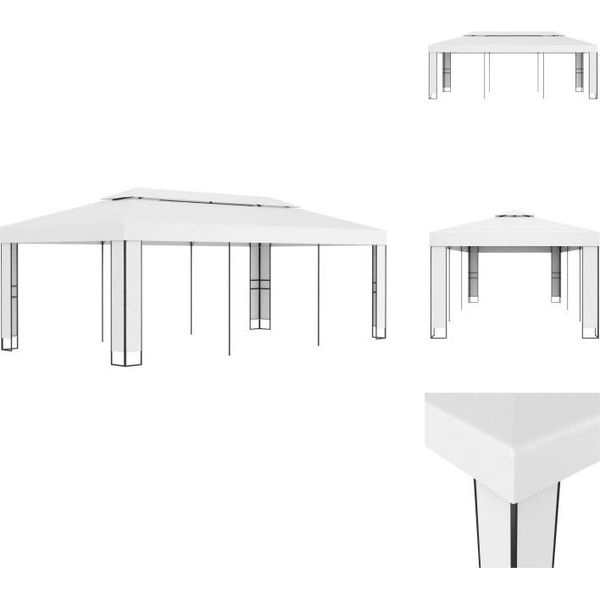 Vidaxl Padiglione Con Doppio Tetto 3 X 6 M Bianco - Padiglioni E Tende Per Feste-image
