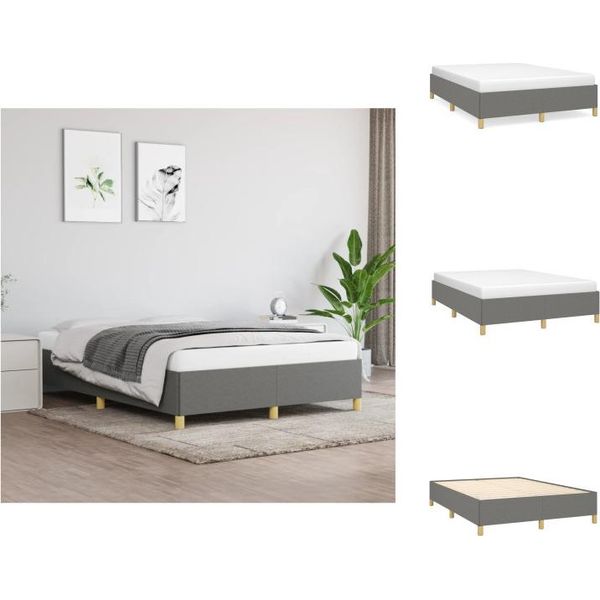 Vidaxl Struttura Letto Grigio Scuro 140X190 Cm In Tessuto - Letti E Strutture Letto-image