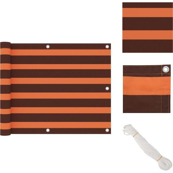 Vidaxl Schermo Privacy Per Balcone Arancione E Marrone 75X600 Cm Tessuto Oxford - Ombrelloni E Tende Da Sole-image