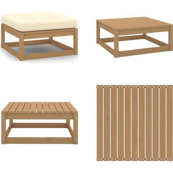 Vidaxl Sgabello Da Giardino Con Cuscino In Pino Massiccio Marrone Miele - Sgabello - Poggiapiedi - Panca Per Piedi - Poggiapiedi-image