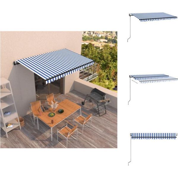 Vidaxl Tenda Da Sole A Scomparsa Automatica 450X350 Cm Blu E Bianca - Tende Da Sole-image