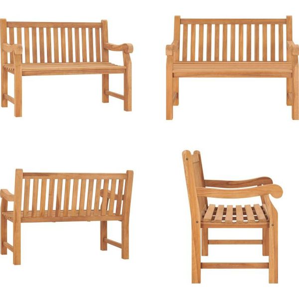 Vidaxl Panca Da Giardino 114 Cm In Teak Massiccio - Panca Da Giardino - Panca Da Giardino - Panca Da Patio - Panche Da Patio-image