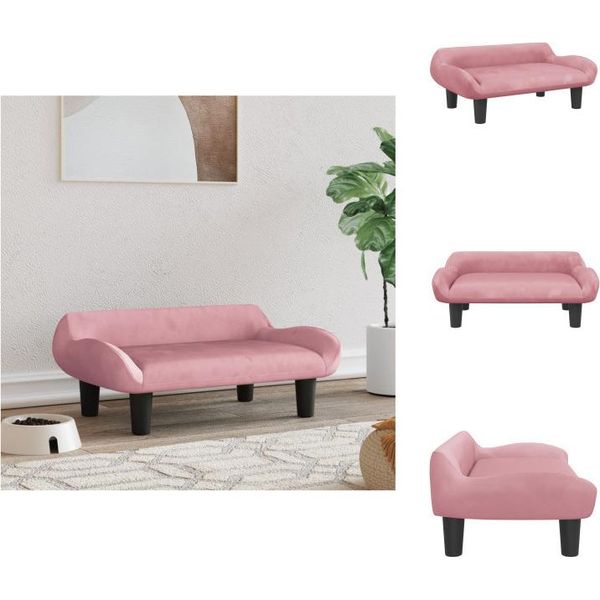 Vidaxl Letto Per Cani Rosa 70X40X24 Cm In Velluto - Letti Per Cani-image