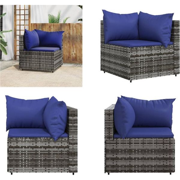 Vidaxl Divano Angolare Da Giardino Con Cuscini In Poly Rattan Grigio - Divano Angolare - Divani Angolari - Divano - Divano Da Esterno-image