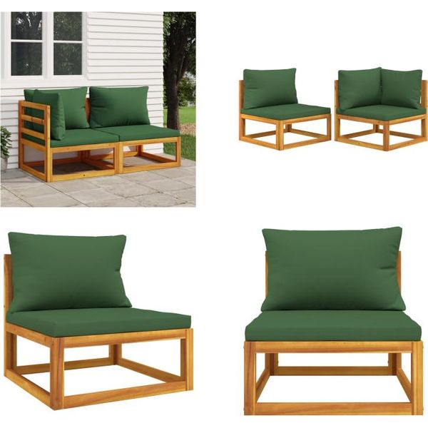 Vidaxl Set Divano Da Giardino 2 Pezzi Con Cuscini In Legno Massiccio Di Acacia - Set Divano Da Giardino - Set Divano Da Giardino - Salotto - Divano Da Giardino-image