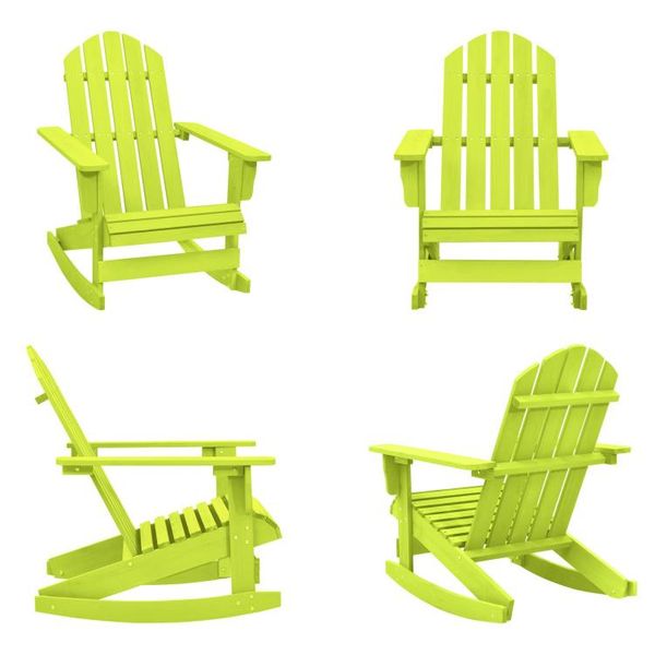Vidaxl Sedia A Dondolo Adirondack In Legno Massiccio Di Abete Verde - Sedia A Dondolo - Sedia A Dondolo Da Giardino - Sedie A Dondolo Da Giardino-image