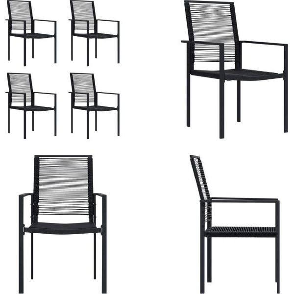 Vidaxl Sedie Da Giardino 4 Pz. Pvc Rattan Nero - Sedia Da Giardino - Sedie Da Giardino - Sedia Da Esterno - Sedie Da Esterno-image