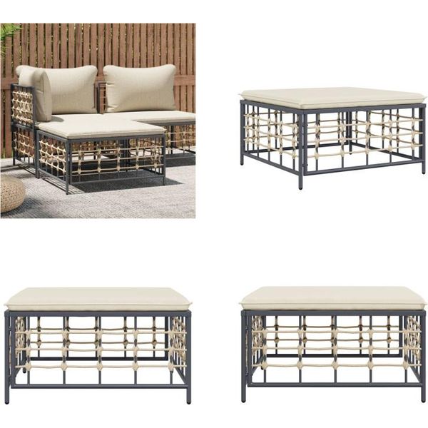 Vidaxl Sgabello Da Giardino Con Cuscino Beige In Poly Rattan - Sgabello Da Giardino - Sgabello Da Giardino - Sgabello - Sgabello - Poggiapiedi-image