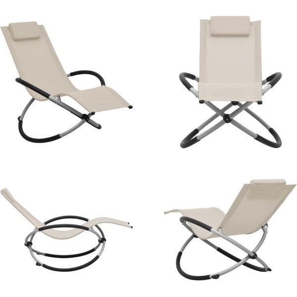 Vidaxl Sdraio Per Bambini In Acciaio Crema - Sdraio Per Bambini - Sdraio Per Bambini - Sdraio Da Giardino Per Bambini - Sdraio Da Giardino Per Bambini-image