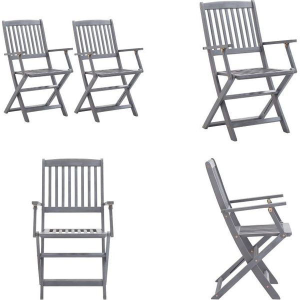 Vidaxl Sedie Da Giardino Pieghevoli 2 Pz. Legno Massiccio Di Acacia - Sedia Da Giardino - Sedie Da Giardino - Sedia Pieghevole - Sedie Pieghevoli-image