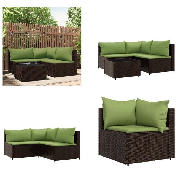 Vidaxl Set Salotto Da Giardino 4 Pezzi Con Cuscini In Poly Rattan Marrone - Set Salotto Da Giardino - Set Salotto Da Giardino - Set Salotto Da Esterno - Set Salotto Da Terrazzo-image