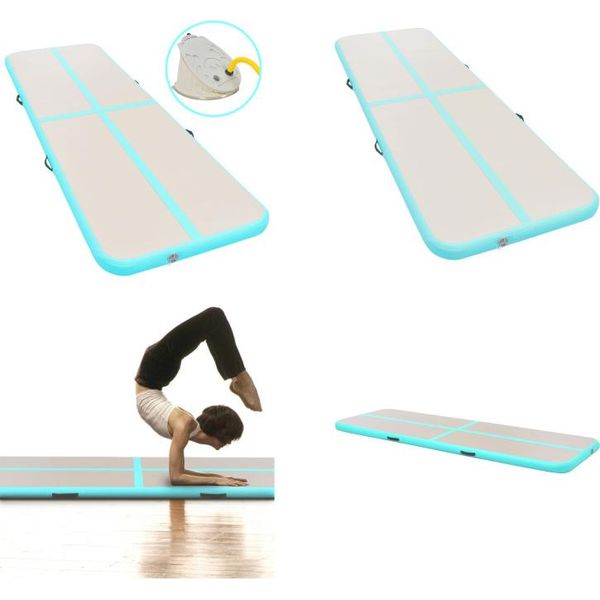 Vidaxl Tappetino Da Ginnastica Gonfiabile Con Pompa 300X100X10 Cm Pvc Verde - Tappetino Da Ginnastica - Tappetino Da Ginnastica - Tappetino Da Ginnastica Yoga - Tappetini Da Ginnastica Yoga-image