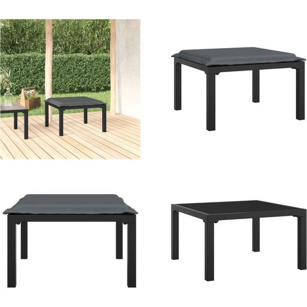 Vidaxl Sgabello Da Giardino Con Cuscino In Polirattan Nero E Grigio - Sgabello Da Giardino - Poggiapiedi - Poggiapiedi - Poggiapiedi-image