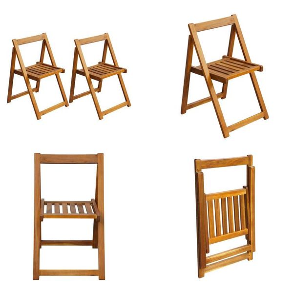 Vidaxl Sedie Da Giardino Pieghevoli 2 Pz. Legno Massiccio Di Acacia - Sedia Da Giardino - Sedie Da Giardino - Sedia Pieghevole - Sedie Pieghevoli-image