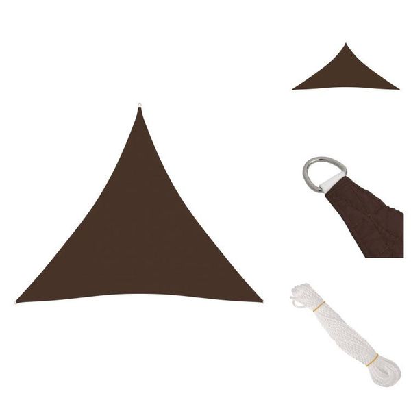 Vidaxl Tenda Da Sole In Tessuto Oxford Triangolare 3,6X3,6X3,6 M Marrone - Ombrelloni E Tende Da Sole-image
