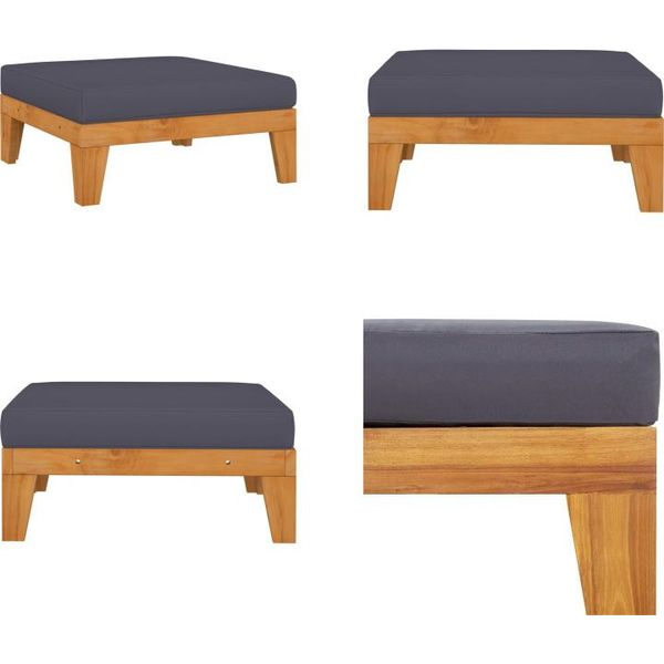 Vidaxl Poggiapiedi Modulare Con Cuscino Grigio Scuro In Legno Massiccio Di Acacia - Poggiapiedi - Poggiapiedi In Legno - Poggiapiedi - Poggiapiedi-image