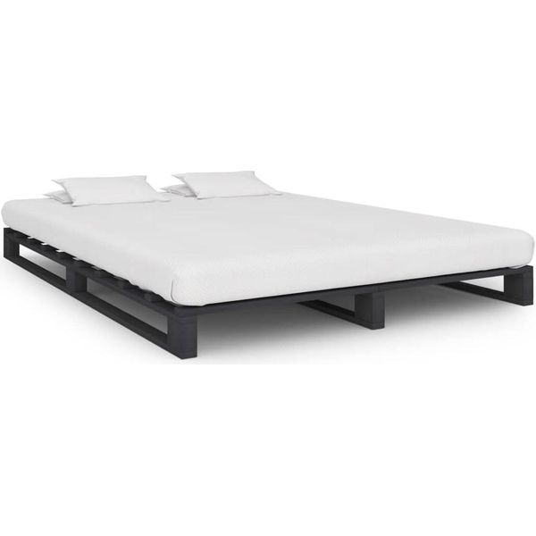 Vidaxl Letto A Pallet Grigio In Pino Massiccio 120×200 Cm - Struttura Letto - Cornici Letto - Struttura Letto - Letto-image