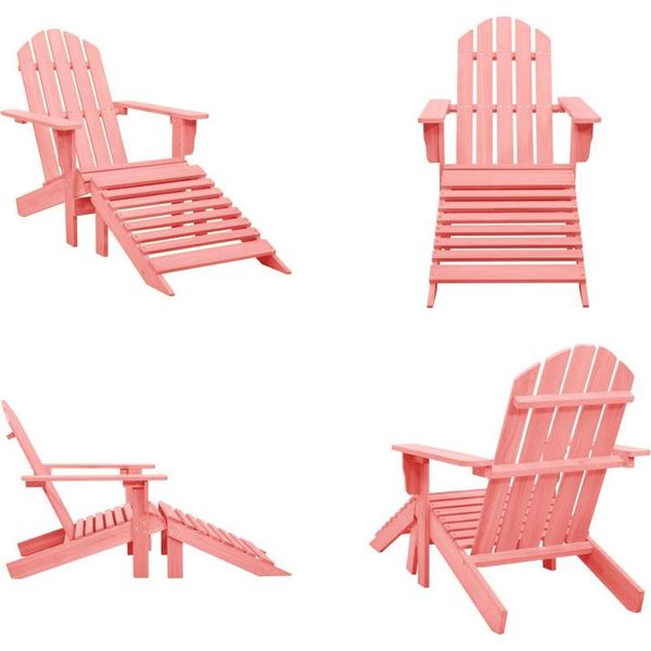 Vidaxl Sedia Da Giardino Adirondack Con Poggiapiedi In Legno Massiccio Di Abete Rosa - Sedia Da Giardino - Sedie Da Giardino - Poltrona Da Giardino - Sedia Da Giardino Con Poggiapiedi-image