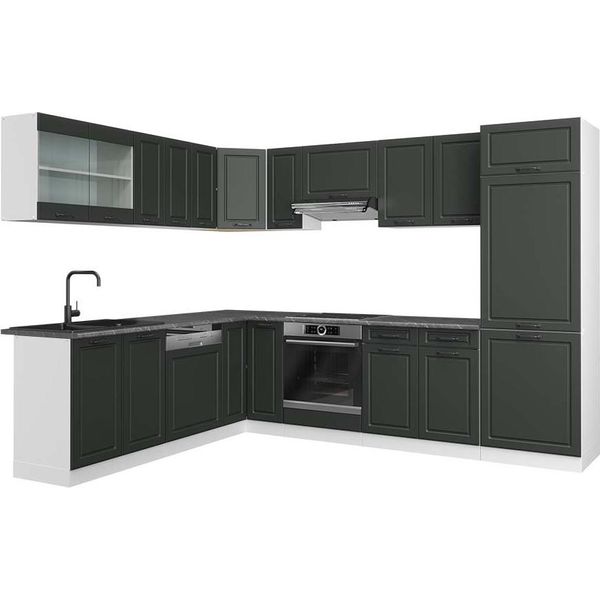 Vicco Cucina Angolare Completa R-Line, 227 X 287 Cm , Pt Antracite, Antracite Casa Di Campagna/Bianco-image