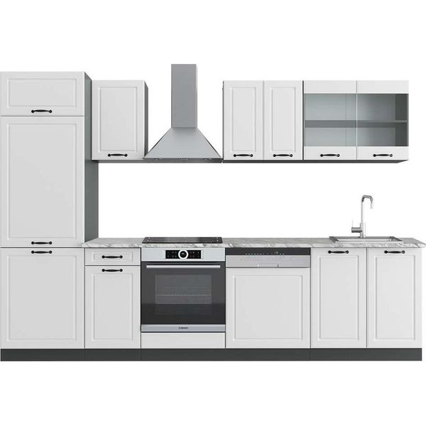 Vicco Cucina Componibile R-Line, 300 Cm , Pt Marmo, Bianco Casa Di Campagna/Antracite-image