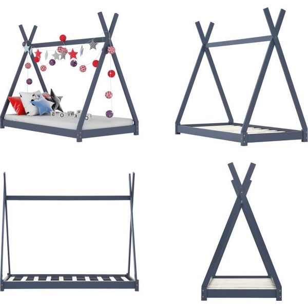 Vidaxl Struttura Letto Per Bambini In Pino Massiccio Grigio 80 X 160 Cm - Struttura Letto Per Bambini - Struttura Letto Per Bambini - Struttura Letto Per Bambini - Letto Per Bambini-image