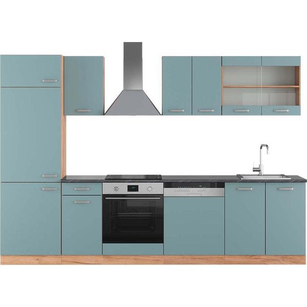 Vicco Cucina Componibile R-Line, 300 Cm , Pt Antracite, Rovere Blu-Grigio/Oro-image