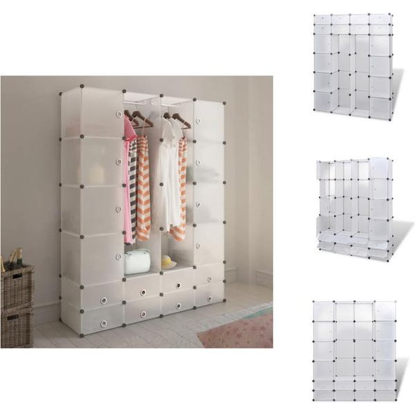 Vidaxl Armadio Componibile Con 18 Scomparti Bianco 37X146X180,5 Cm - Armadi-image