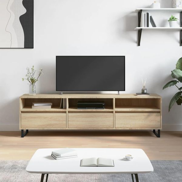The Living Store Mobile Tv Rovere Sonoma 150X30X44,5 Cm Materiale In Legno-image