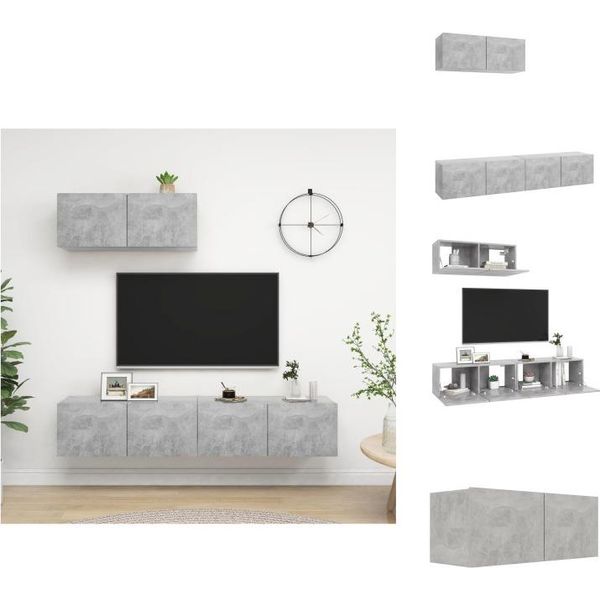 Vidaxl Mobili Tv 3 Pz. Materiale A Base Di Legno Grigio Cemento - Mobili Tv-image